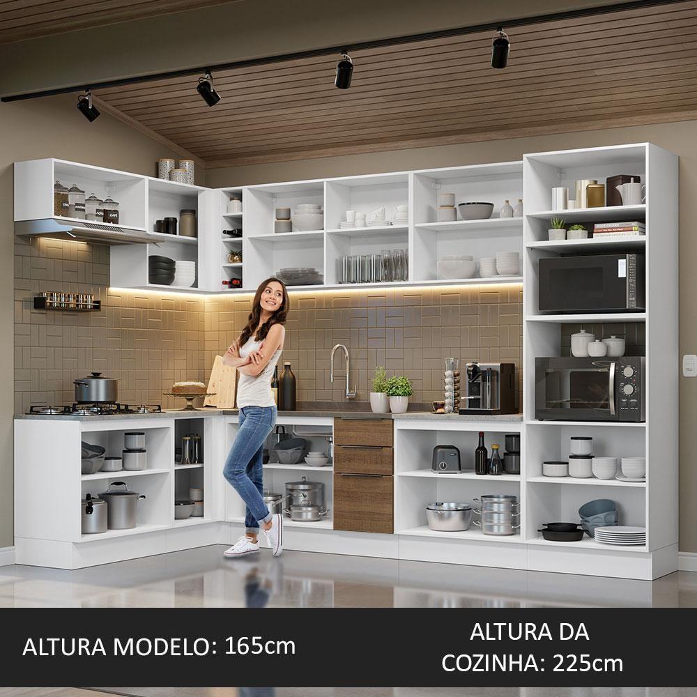 Armário De Cozinha Completa De Canto 499cm Branco/rustic Stella Madesa 01 Branco/rustic - 8