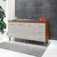 Balcão Para Pia De Cozinha Emily Com 3 Portas E 3 Gavetas Cor Off White Moblis - 2