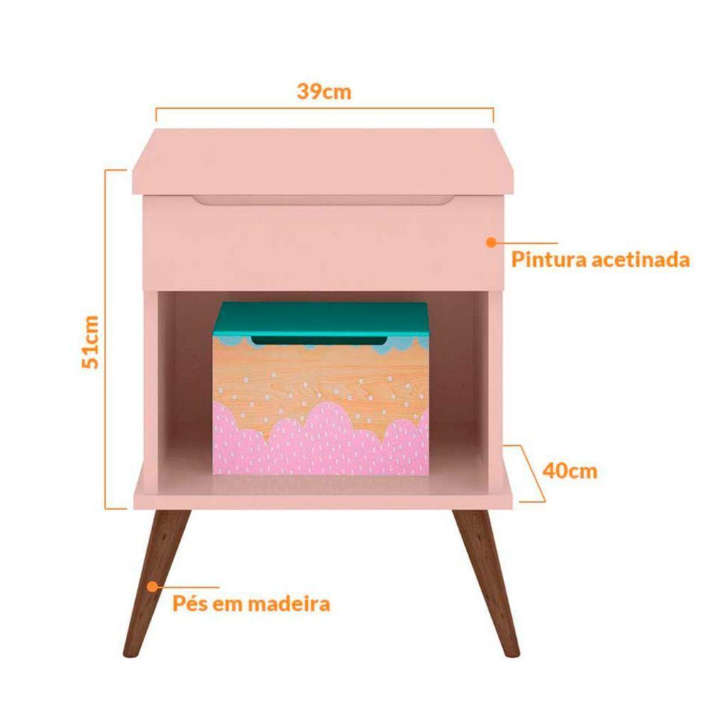 Mesa De Apoio Infantil Com 1 Nicho Melinda Cor Rosê Phoenix Baby - 2