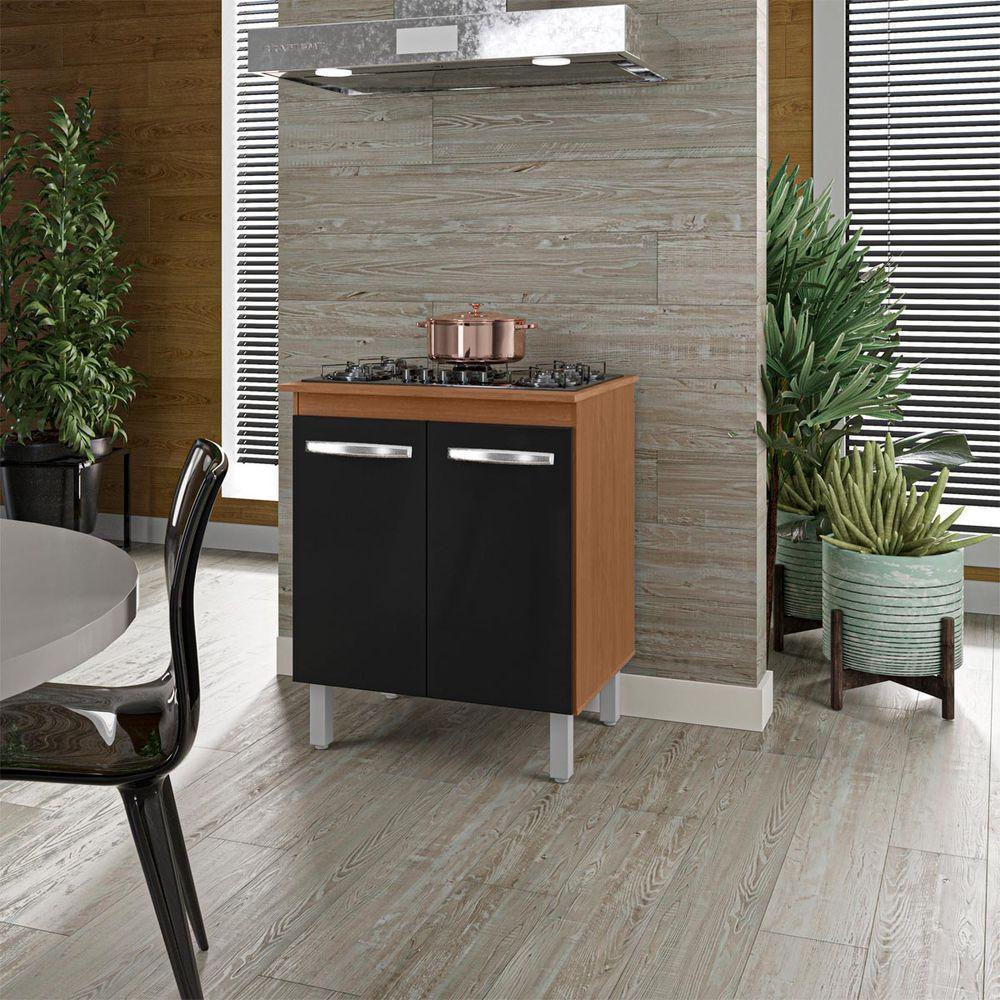 Balcão Para Cooktop Jade 2 Portas Cor Savana Preto Moblis - 3