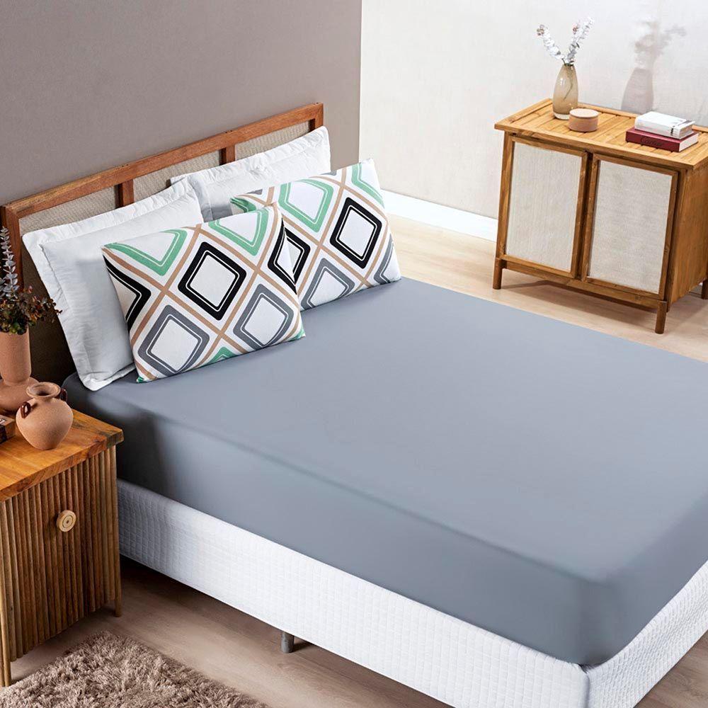 Jogo De Lençol Grace Solteiro 2 Peças Malha 100% Algodão Harmony Cinza - 1