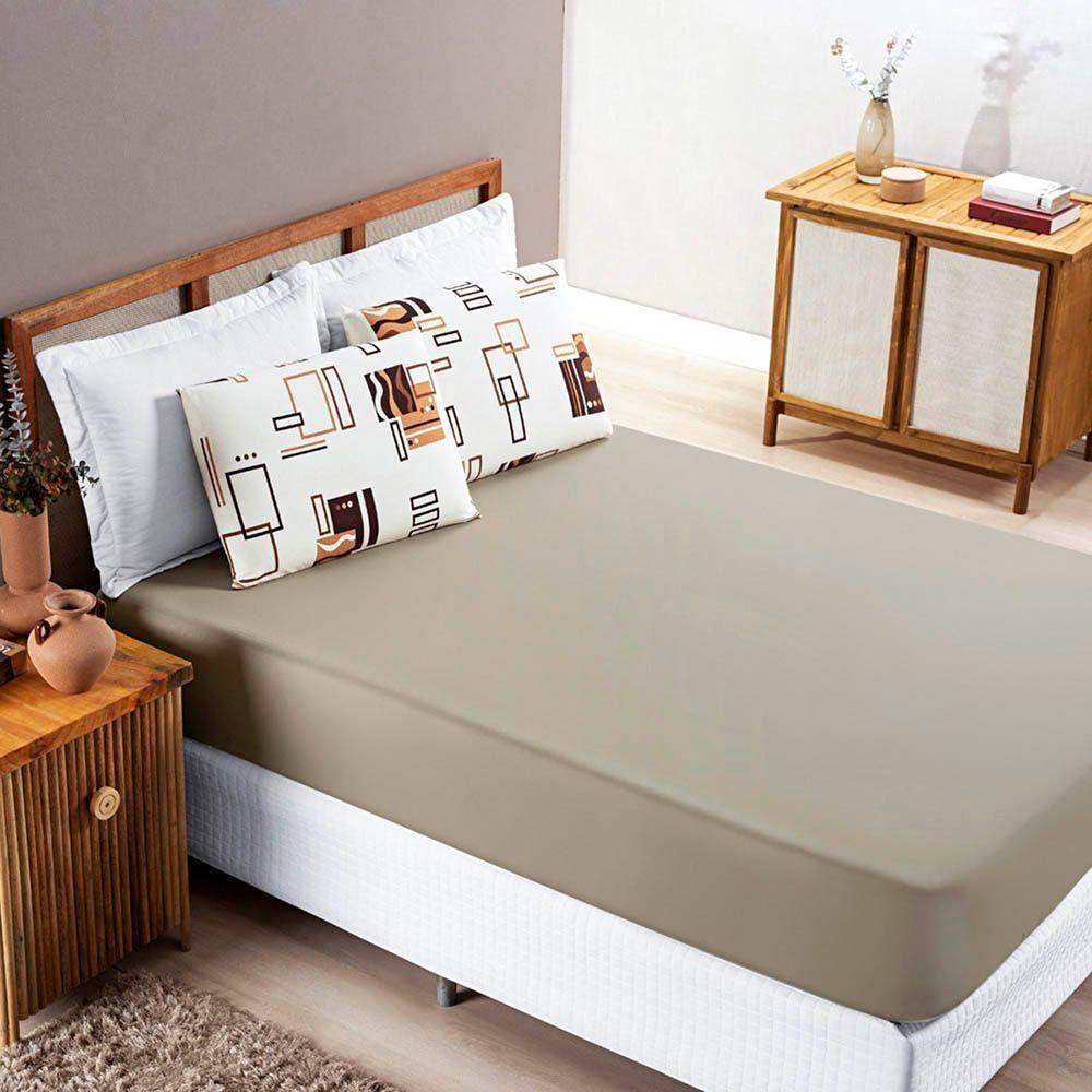 Jogo De Lençol Grace Solteiro 2 Peças Malha 100% Algodão Avelã - 1