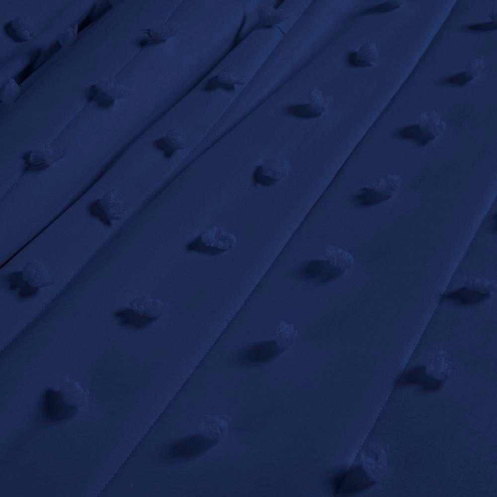 Kit Cobre Leito Colcha Sofist Padrão 3 Peças Micropercal 300 Fios Azul Marinho - 5