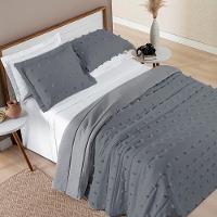 Kit Cobre Leito Colcha Sofist King 3 Peças Micropercal 300 Fios Cinza - 1