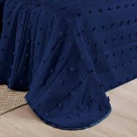 Kit Cobre Leito Colcha Sofist King 3 Peças Micropercal 300 Fios Azul Marinho - 9