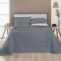 Kit Cobre Leito Colcha Sofist Queen 3 Peças Micropercal 300 Fios Cinza - 2