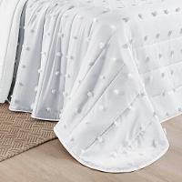 Kit Cobre Leito Colcha Sofist Padrão 3 Peças Micropercal 300 Fios Branco - 2