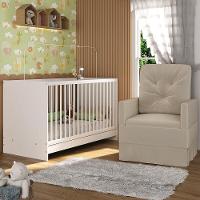 Berço 3 Em 1 Com Colchão e Poltrona Amamentação Mp4150 Branco-bege - 2