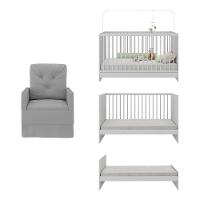 Berço 3 Em 1 Com Poltrona Amamentação Mp4141 Branco-cinza