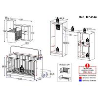 Berço 3 Em 1 e Guarda-roupas 4 Portas 1 Gaveta Mp4144 Branco