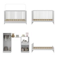 Berço 3 Em 1 e Guarda-roupas 4 Portas 1 Gaveta Mp4144 Branco - 5