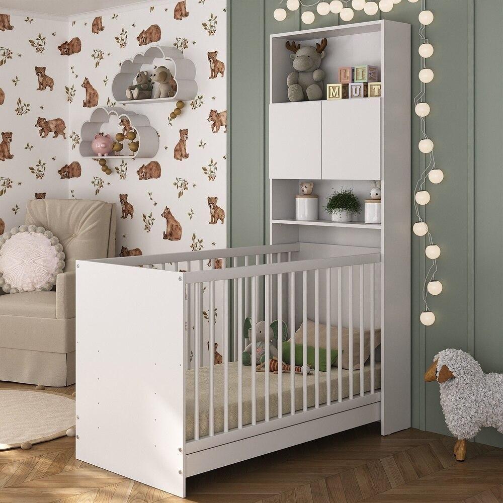 Berço 3 Em 1 Com Colchão e Armário 2 Portas Mp4152 Branco - 2