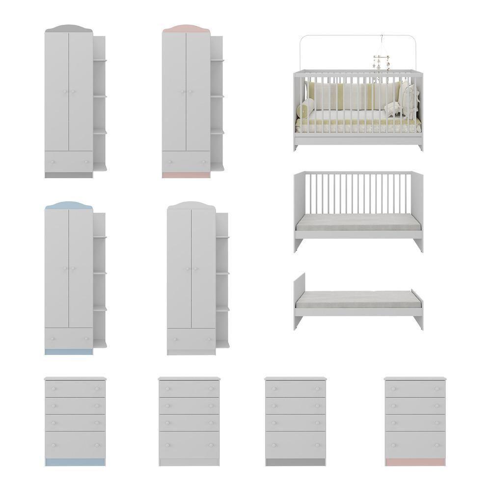 Quarto De Bebê Completo Com Berço 3 Em 1 Com Colchão Mp4154 Branco - 4