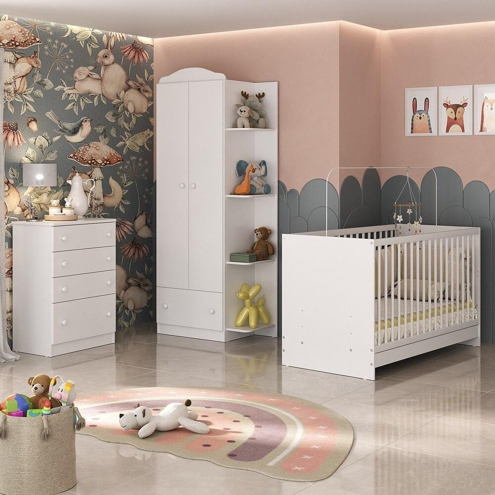 Quarto De Bebê Completo Com Berço 3 Em 1 Com Colchão Mp4154 Branco - 5