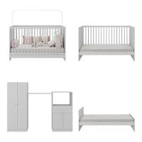 Berço 3 Em 1 Com Colchão e Guarda-roupas 4 Portas 1 Gaveta Mp4153 Branco