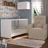 Berço 3 Em 1 Com Colchão Poltrona e Armário Aéreo 2 Portas Mp4156 Branco-bege - 5