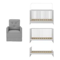 Berço 3 Em 1 Com Colchão e Poltrona Amamentação Mp4150 Branco-cinza - 3