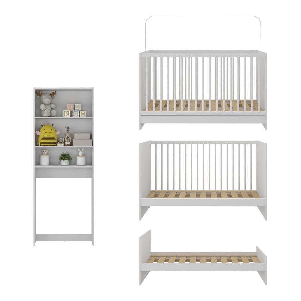 Berço 3 Em 1 Com Armário 2 Portas Mp4143 Branco - 3