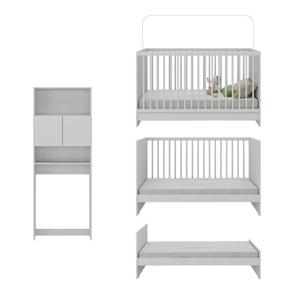 Berço 3 Em 1 Com Armário 2 Portas Mp4143 Branco - 4