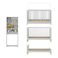 Berço 3 Em 1 Com Armário 2 Portas Mp4143 Branco - 3