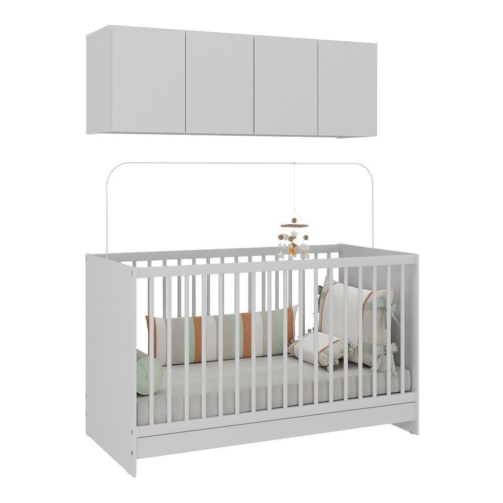 Berço 3 Em 1 Com Armário Aéreo 4 Portas Mp4140 Branco - 1