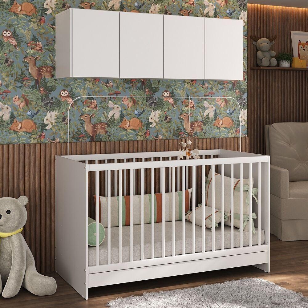 Berço 3 Em 1 Com Armário Aéreo 4 Portas Mp4140 Branco - 5