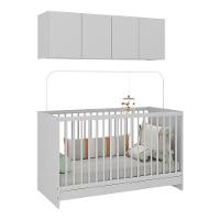 Berço 3 Em 1 Com Armário Aéreo 4 Portas Mp4140 Branco - 1