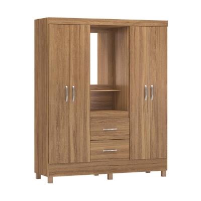 Guarda-roupas Solteiro 4 Portas e Espelho Cr35189 Amêndola Amêndola