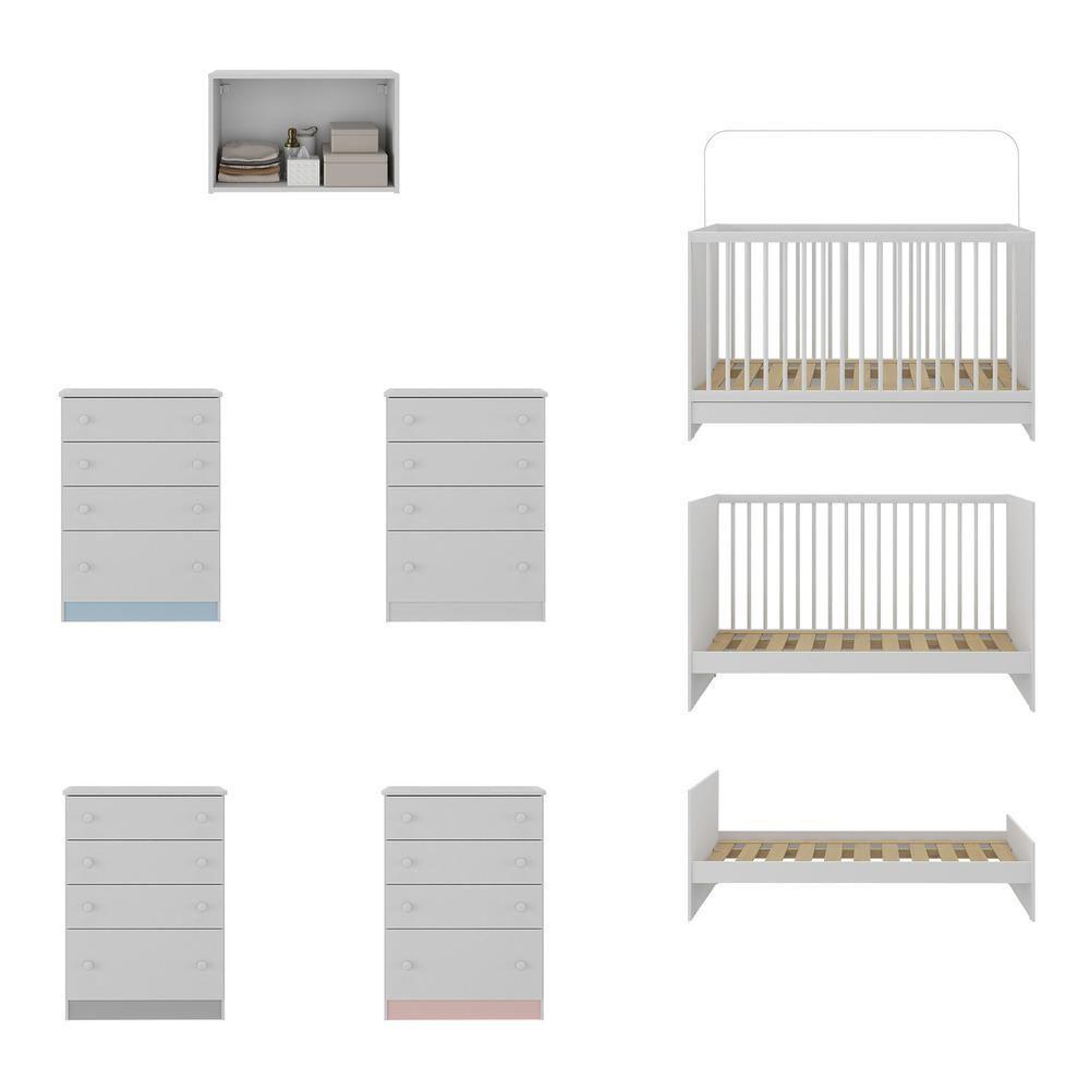 Berço 3 Em 1 Com Armário Aéreo e Cômoda Mp4146 Branco - 2