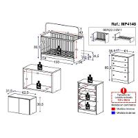Berço 3 Em 1 Com Armário Aéreo e Cômoda Mp4146 Branco