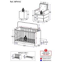Berço 3 Em 1 Com Poltrona Amamentação e Puff Mp4142 Branco-bege - 3
