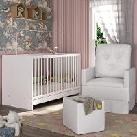 Berço 3 Em 1 Com Colchão Poltrona Amamentação E Puff Multimóveis Mp4151 Branco Branco - 3