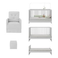 Berço 3 Em 1 Com Colchão Poltrona Amamentação E Puff Multimóveis Mp4151 Branco Branco - 5