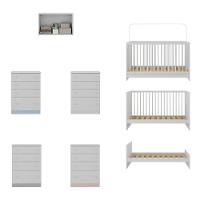 Berço 3 Em 1 Com Colchão Armário Aéreo e Cômoda Mp4155 Branco - 3