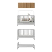 Berço 3 Em 1 Com Colchão e Armário Aéreo 4 Portas Mp4149 Branco-rustic Branco-rustic