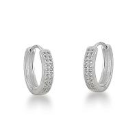 Brinco Argola Click Duas Fileiras Zirconias Prata 925 - 1,6cm - 1