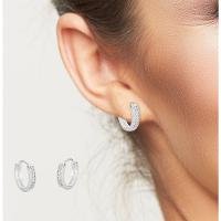 Brinco Argola Click Duas Fileiras Zirconias Prata 925 - 1,6cm - 2