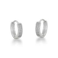 Brinco Argola Click Duas Fileiras Zirconias Prata 925 - 1,6cm - 6