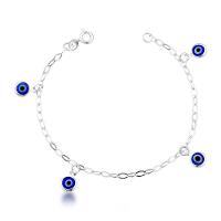 Pulseira Com Elos E 4 Olho Grego Pendurado Prata 925 - 18cm - 1