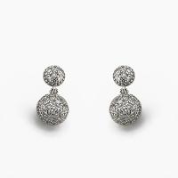 Brinco Bola Com Chapinha Cravejadas Com Zirconias Em Prata 925 - Cristal - 1