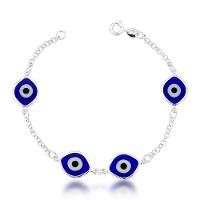 Pulseira 4 Olho Grego Azul Escuro Grande Prata 925 - 18cm - 1