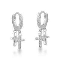Brinco Argola Click Com Duas Cruzes Prata 925 - 12mm - 1