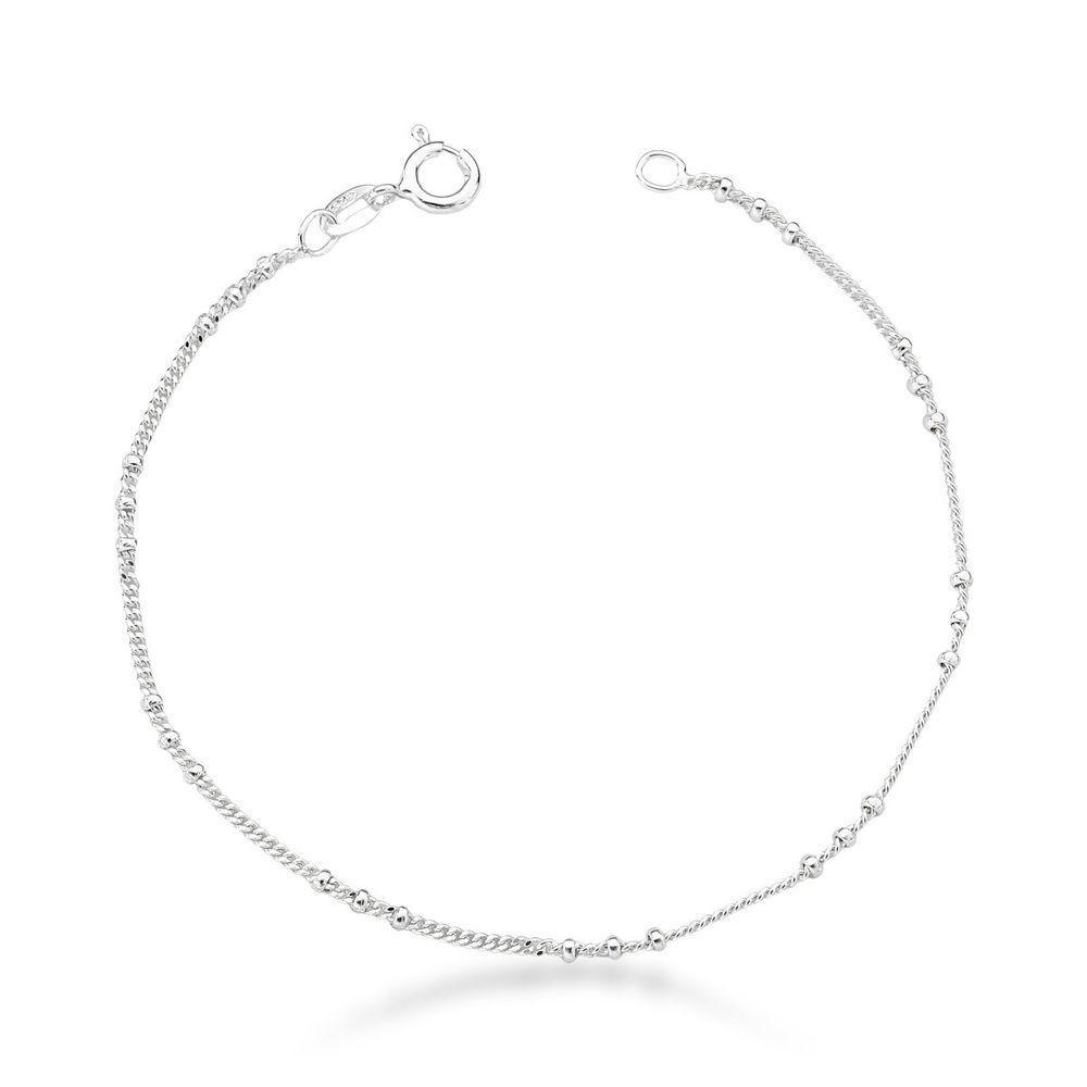 Pulseira Delicada Infantil Com Bolinhas Prata 925 - 14cm - 1