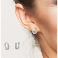 Brinco Argola Click Duas Fileiras Zirconias Prata 925 - 1,5cm - 3