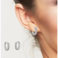 Brinco Argola Click Duas Fileiras Zirconias Prata 925 - 1,5cm