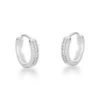 Brinco Argola Click Duas Fileiras Zirconias Prata 925 - 1,5cm - 5