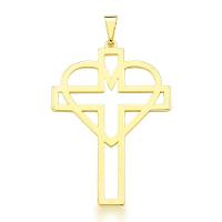 Pingente Crucifixo Vazado Com Coração Banhado Ouro 18k - 1