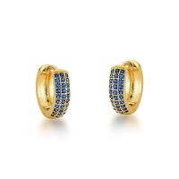 Kit Brincos Argolas Cravejadas Com Zirconias Banhadas A Ouro 18k - Azul - 2
