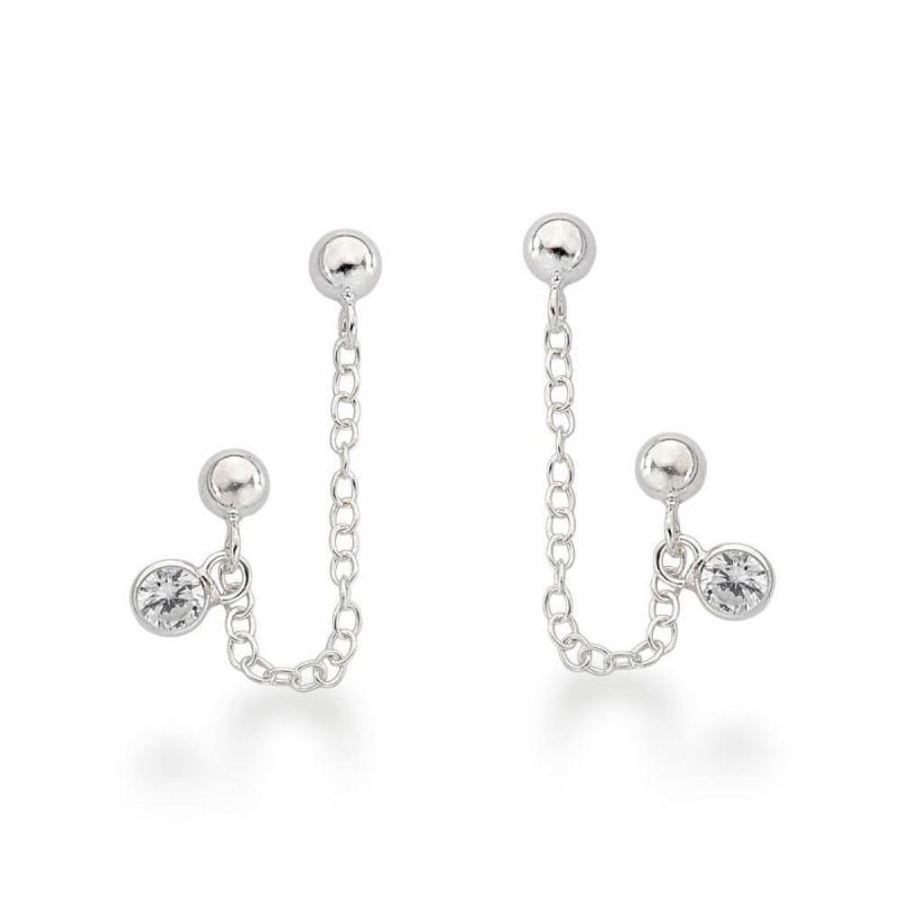 Brinco Primeiro E Segundo Furo Com Corrente Prata 925 - 1