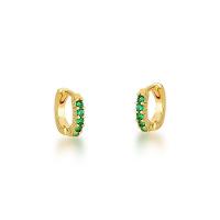 Kit Brincos Argola Com Uma Fileira Zirconias Verdes Banhado A Ouro 18k - 7
